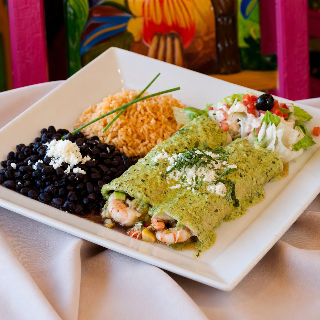 Shrimp and Crab Enchiladas.