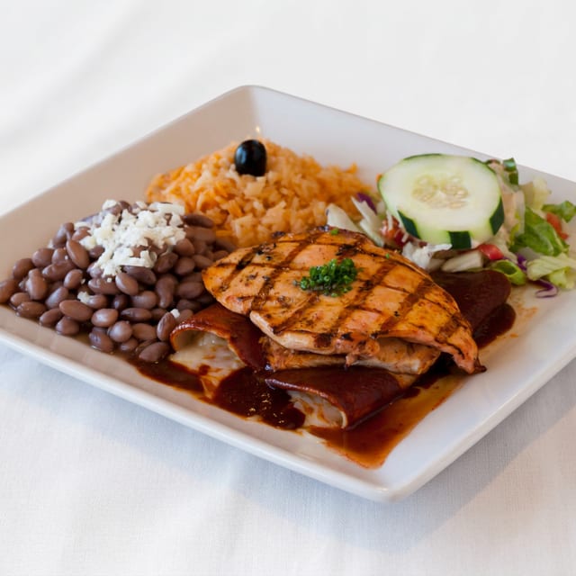 Guajillo Enchiladas & Grilled Chicken Breast.